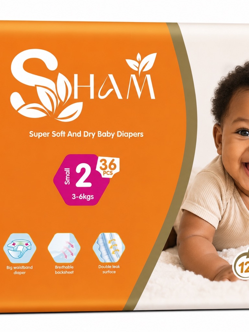 No Boundaries Orange and White Baby Diaper Pack - Soft Disposable Diapers
